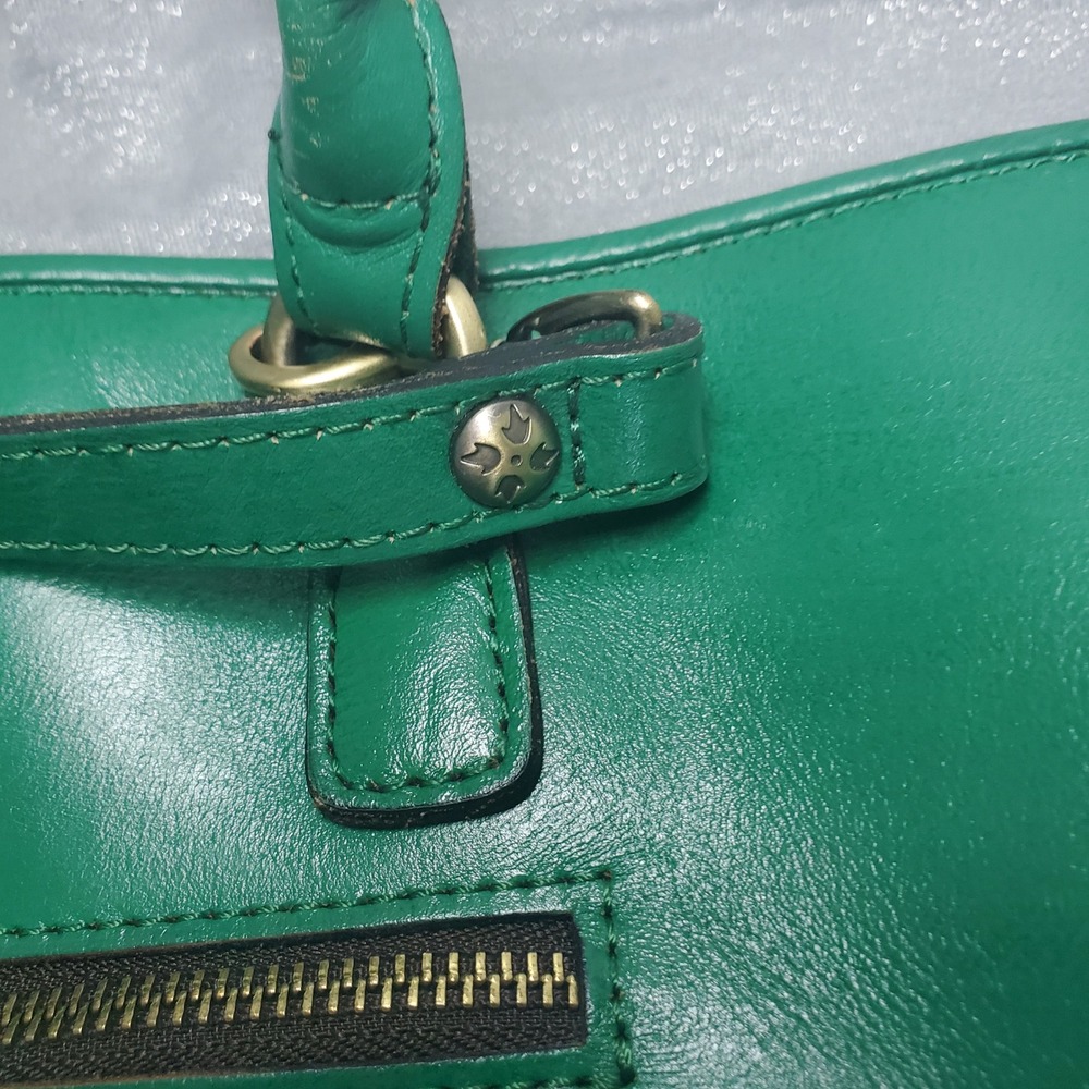 Patricia Nash Adeline Soft Green Leather Floral Embossed Tooled Tote Bag Brass - Picture 6 of 16